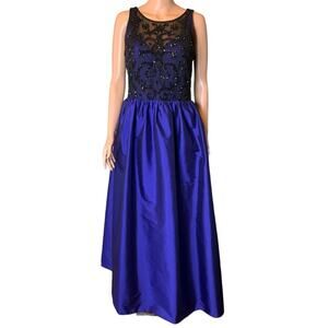 Aidan Mattox Formal Beaded Taffeta Maxi Gown Prom Ball Pageant